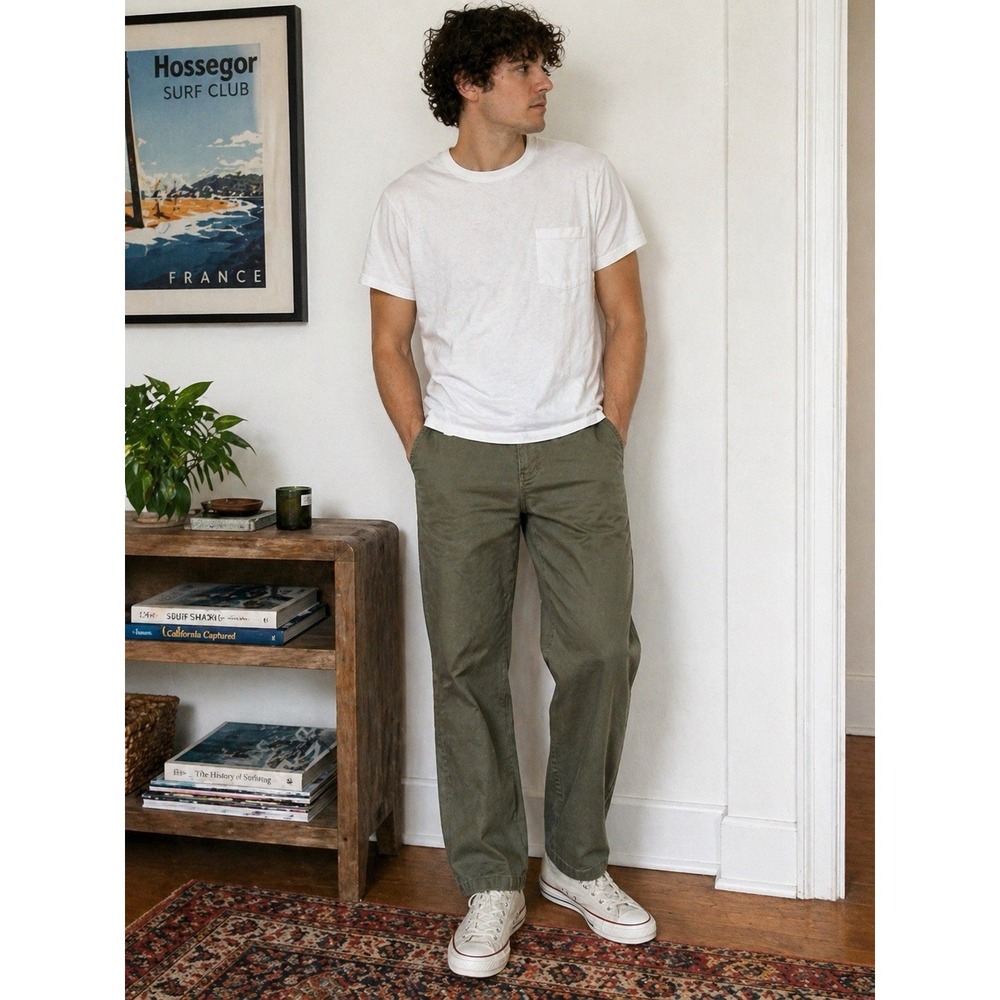 Lost Enterprises Olive Chino Pants Mens 38x28 Flat Front Skate Casual High Rise